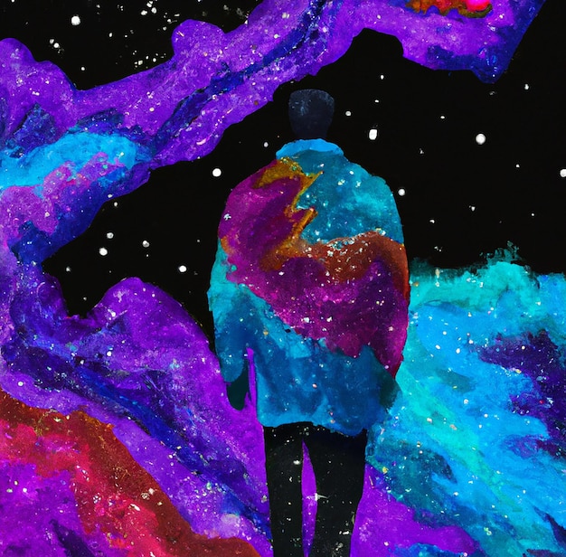 colorful art of a man walking in his dream