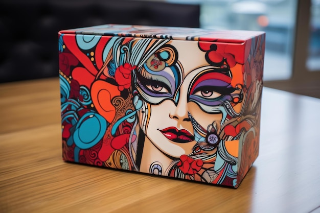 Photo colorful artistic face illustration on box