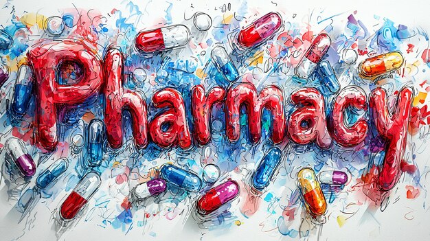 Photo colorful artistic representation of pharmacy with vibrant pills