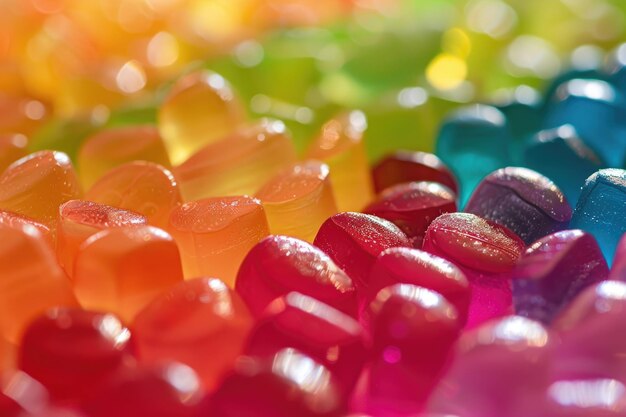 Photo colorful assorted sugarcoated jelly candies closeup