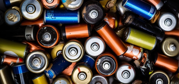 A colorful assortment of batteries A pile of batteries that are all different colors