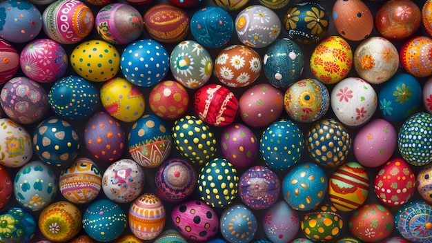 Colorful Assortment of Decorative Easter Eggs