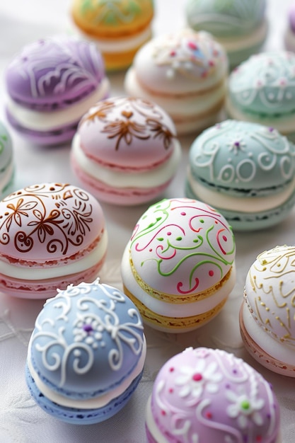 Colorful Assortment of Macaroons on Table