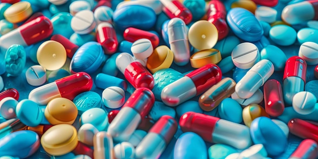 Colorful Assortment of Medicinal Pills Scattered