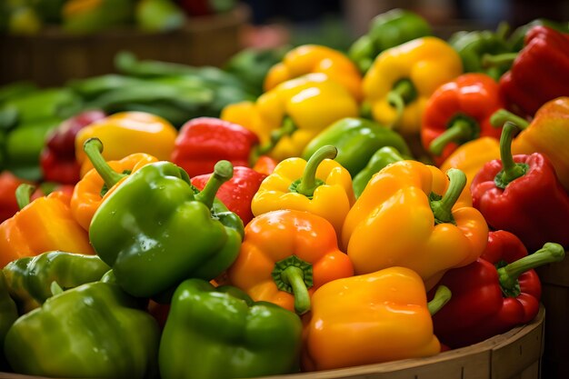 Photo a colorful assortment of stuffed green bell peppers on a serving platter