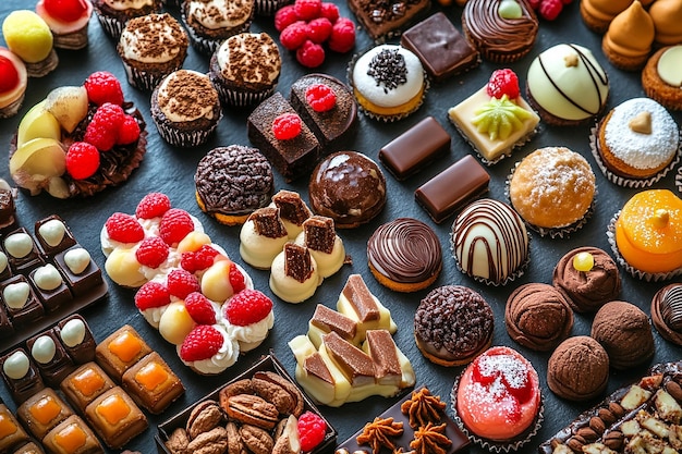 Photo colorful assortment of swiss sweets and desserts