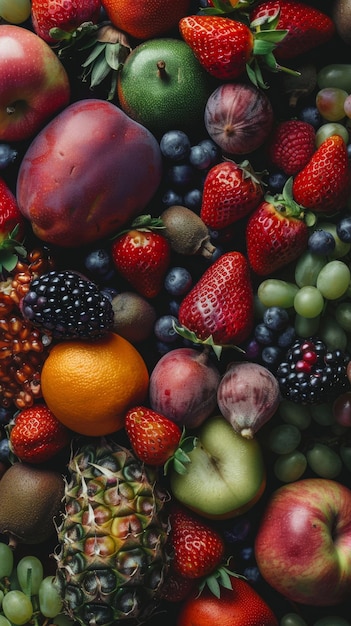 A colorful assortment of various fruits and vegetables displayed together