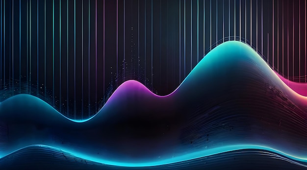 Colorful Audio Wave of spectrum amp audiovisuals on Black Background