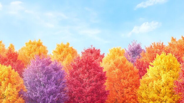 Photo colorful autumn foliage under blue sky