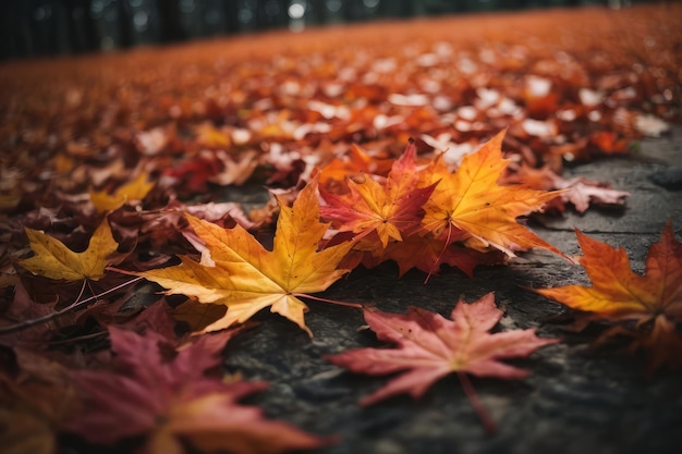 Colorful Autumn Foliage in Tranquil Forest Landscape with Maple Trees