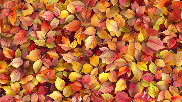 Photo a colorful autumn leaf background with red orange and yellow leaves