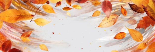 Colorful autumn leaves background Panoramic format with copyspace for text AI generative