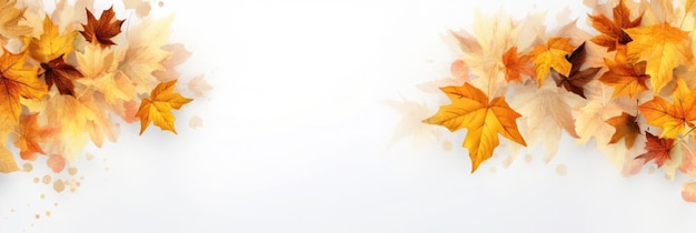 Colorful autumn leaves background Panoramic format with copyspace for text AI generative