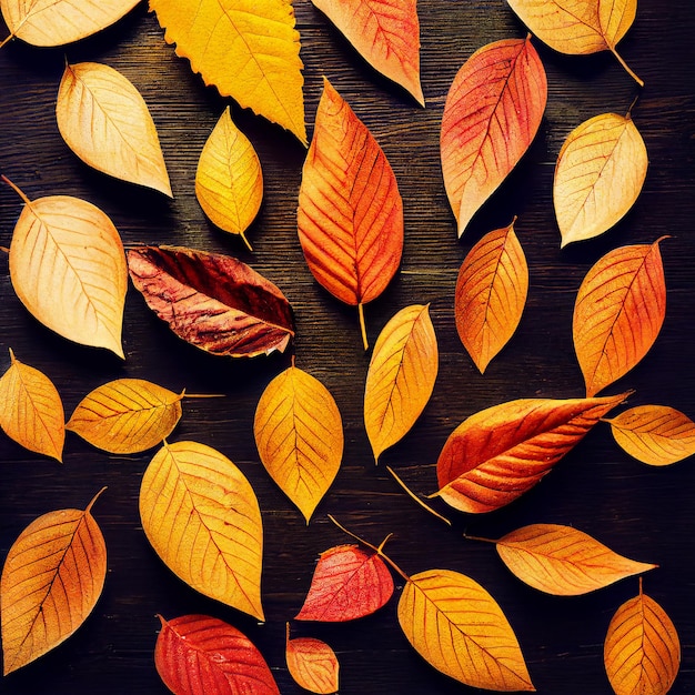 Colorful autumn leaves illustration set