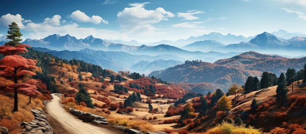 Colorful Autumn Season on Mountain