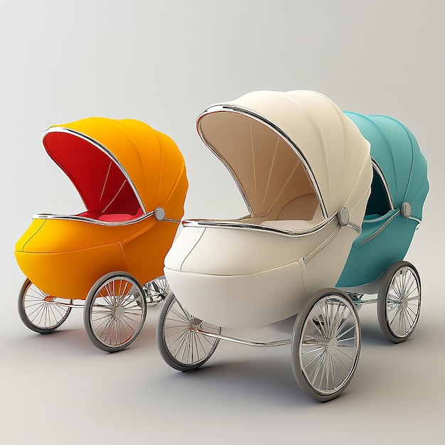 Photo a colorful baby carriage with a side car that says  the driver