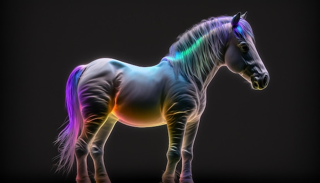 Colorful baby horse animal portraits illustration AI Generated