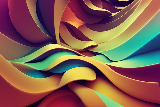 Colorful background abstract wavy 3d render