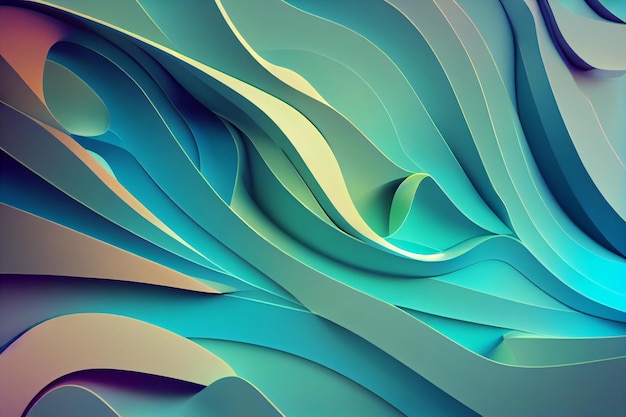 Colorful background abstract wavy 3d render