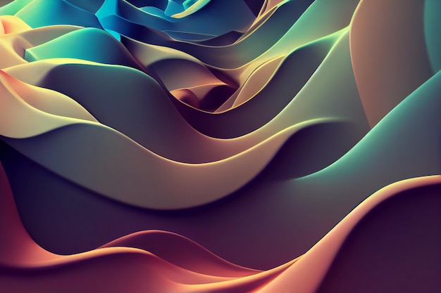 Colorful background abstract wavy 3d render