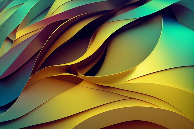 Colorful background abstract wavy 3d render