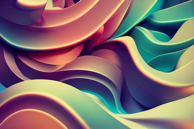 Colorful background abstract wavy 3d render