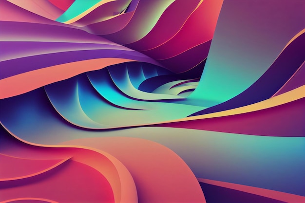 Colorful background abstract wavy 3d render