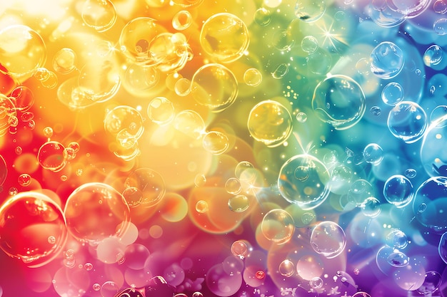 Photo a colorful background of bubbles with the words bubbles on the bottom