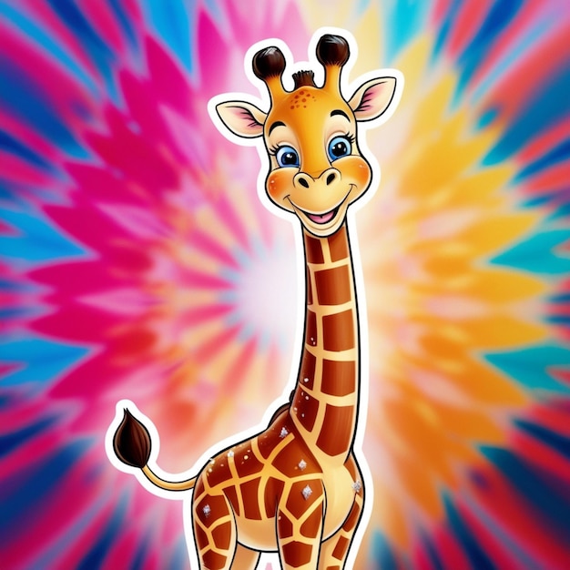 colorful Background Cartoon Giraffe456 3