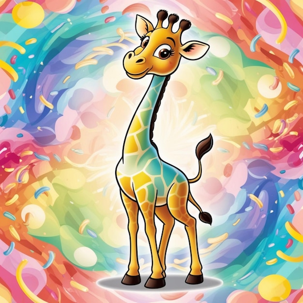 colorful Background Cartoon Giraffe456 5