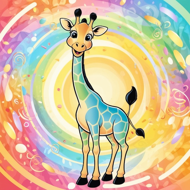 Photo colorful background cartoon giraffe456 6