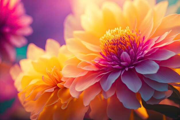 Colorful background from petals of colorful flowers ai generative