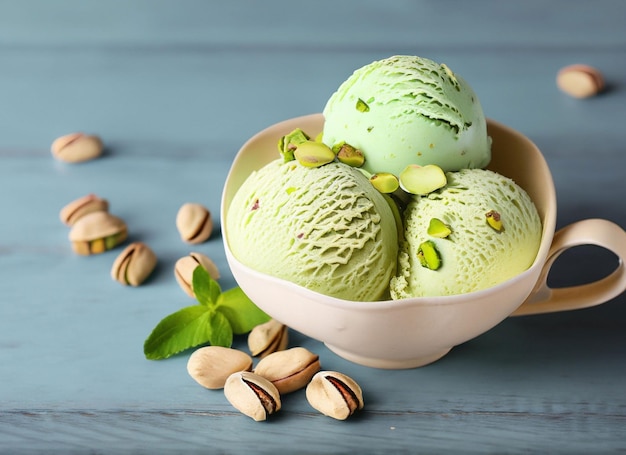 On a colorful background a hand with ice cream in the form of the flag of Pakistan