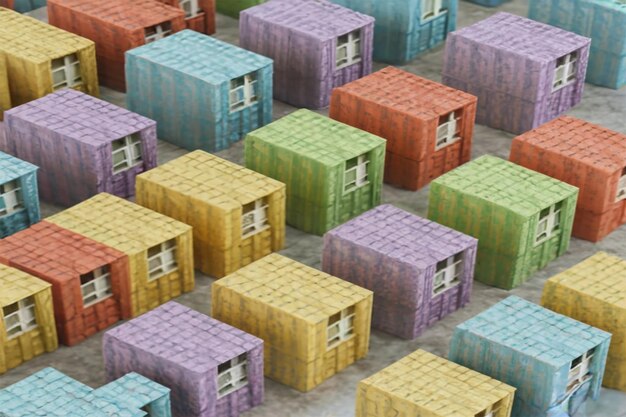 Colorful background of house blocks with different color