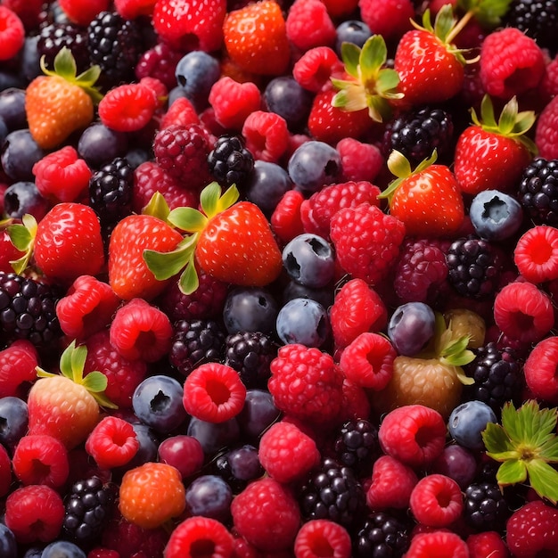 A Colorful Background of Mixed Berries