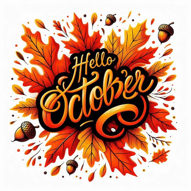 Photo a colorful background says hello october