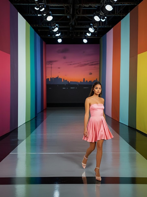 Photo a colorful background sets the stage for an empty runway