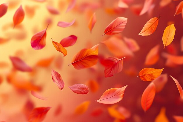 a colorful background with autumn leaves and a red background