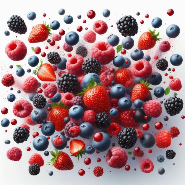 a colorful background with berries and berries on it