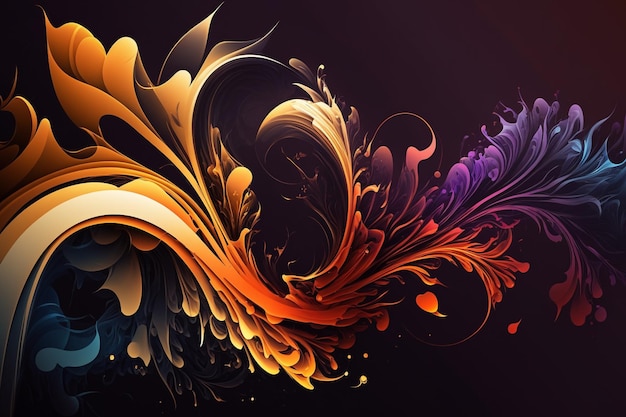 A colorful background with a black background and a gold and orange design.