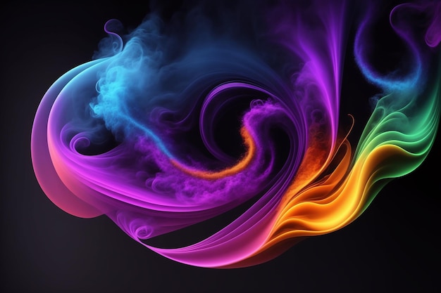 A colorful background with a black background and a purple and orange smoke.