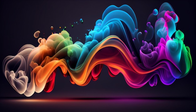 A colorful background with a black background and a rainbow colored smoke.