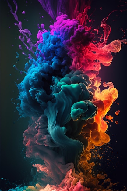 A colorful background with a black background and a red and blue smoke.