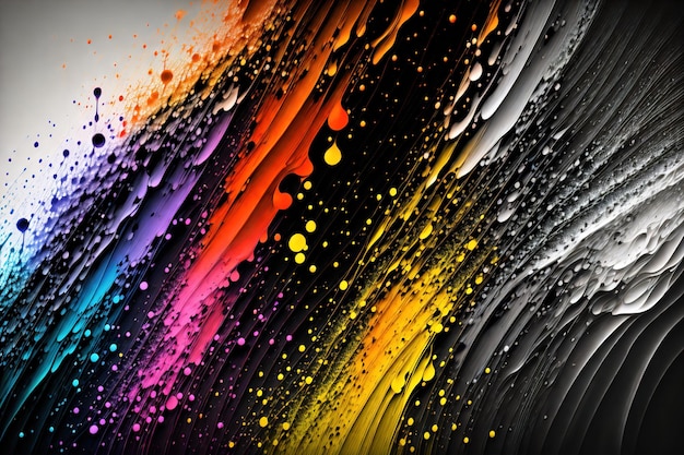 A colorful background with a black and yellow paint splashing down the center.