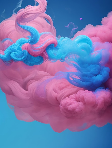 A colorful background with a blue and pink smoke