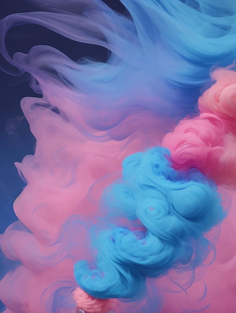 A colorful background with a blue and pink smoke