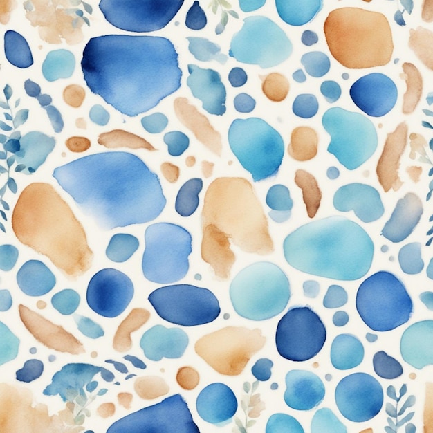 a colorful background with blue and pink spots and a blue and brown one