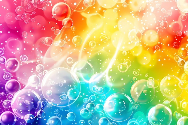 Photo a colorful background with bubbles and a rainbow of bubbles