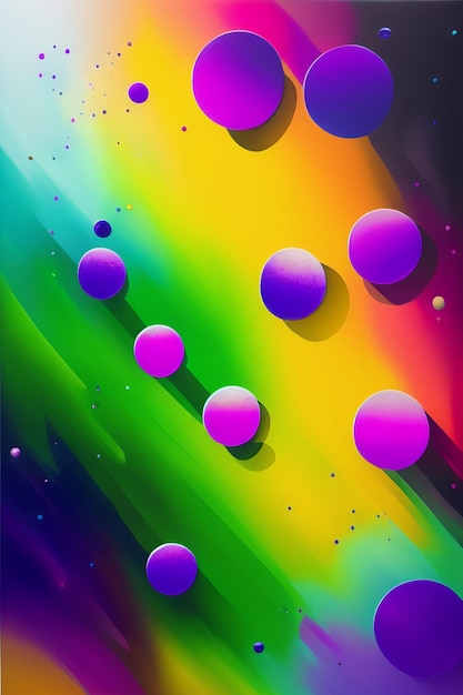 A colorful background with bubbles and water drops.