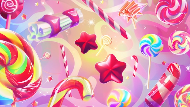 a colorful background with candy canes and candy canes